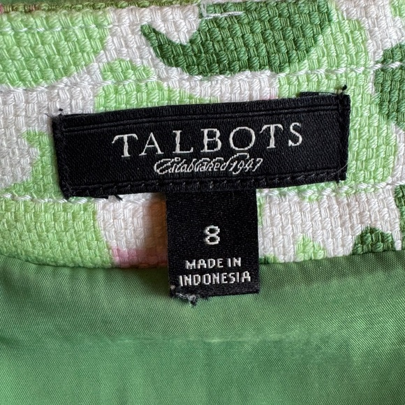 Talbots Green and Pink Floral Midi Shift Dress 8 - Picture 8 of 9